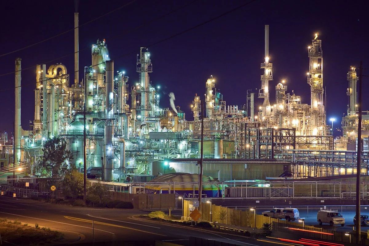 Oil Refinery at Night